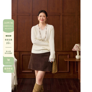 潘不卷大码女装微胖mm白色蕾丝内搭打底针织衫秋冬长袖毛衣上衣