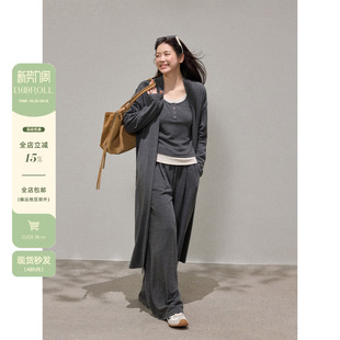 秋假两件上衣休闲裤 微胖mm韩系灰色针织套装 三件套 女装 潘不卷大码
