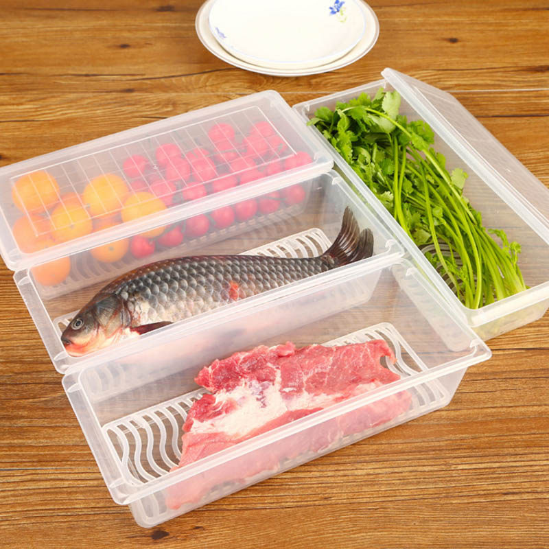 塑料带盖冰箱沥水密封保鲜盒 长方形水果盒透明餐具收纳盒|ruв категории посуда, сохранение контейнер/сохранение продовольственный, сохранение коробка - от Buy2taobao.com для оказания профессиональной услуги покупки агента Taobao