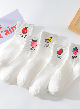 袜子女春夏季中筒袜纯棉白色学生女长袜薄款韩版学院风日系ins潮