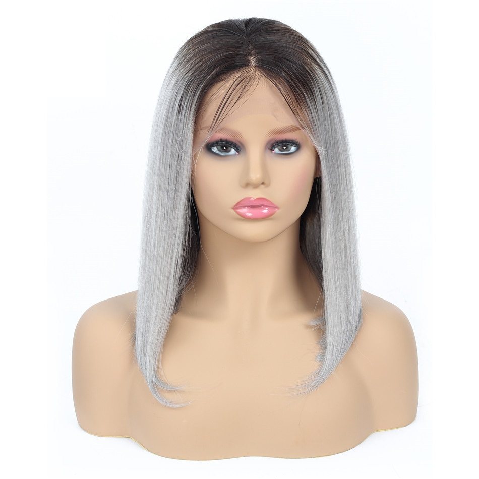 feibi Short Lace Front Human Hair WigsT1B-Gray Bob Wig|ruв категории кондиционер для волос/парик, парик, весь парик - от Buy2taobao.com для оказания профессиональной услуги покупки агента Taobao