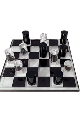 现代水晶黑白棋子格子棋盘摆件家
