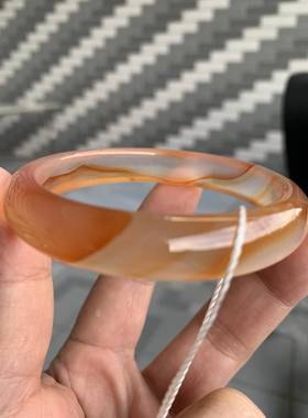 天然玛瑙玉髓高冰马料桔红色时尚百搭女款手镯