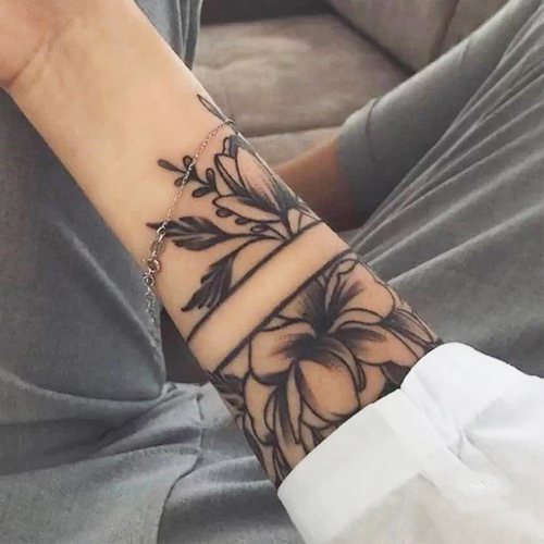 【一份2张】臂环素花纹身贴臂小臂手臂防水女持久ins风仿真大图案