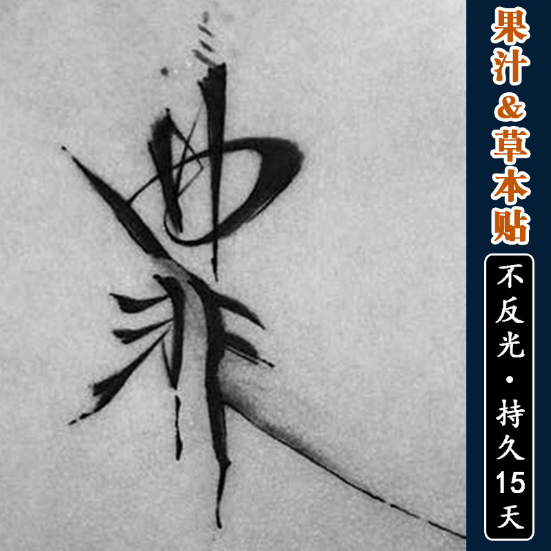 【2张罪】果汁纹身贴纸草本半永久防水不反光手臂中文汉字持久