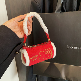 新年儿童包包2025新款时尚女童公主毛绒拜年包女孩压岁钱斜挎包