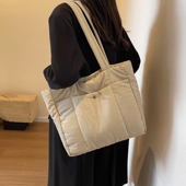 大容量手提托特包包女2024新款 桶单肩包百搭妈咪包母婴包 秋冬时尚