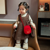 儿童包包可爱男女童宝宝新年压岁钱拜年红包女孩配饰羊羔毛斜挎包