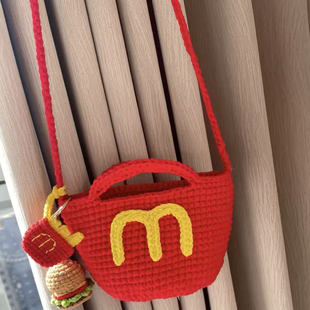 潮酷洋气儿童包包2025新款网红女童宝宝针织毛线包小男孩斜挎包