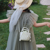 儿童包包2025新款 夏天可爱女童宝宝珍珠手提包洋气公主配饰斜挎包