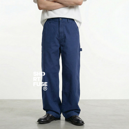 shortfuse美式复古重工水洗做旧多口袋法工裤日系宽松重磅工装裤