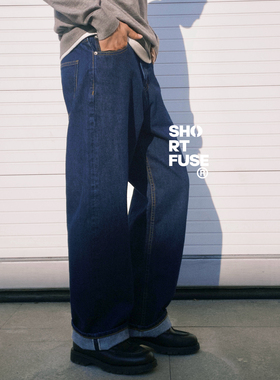 shortfuse14oz赤耳丹宁美式脱浆直筒宽松原牛休闲牛仔裤男