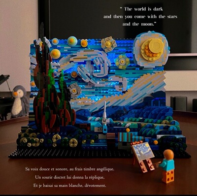 新款梵高星空画星月夜积木拼装益智拼图IDEAS系列新年礼物送女孩