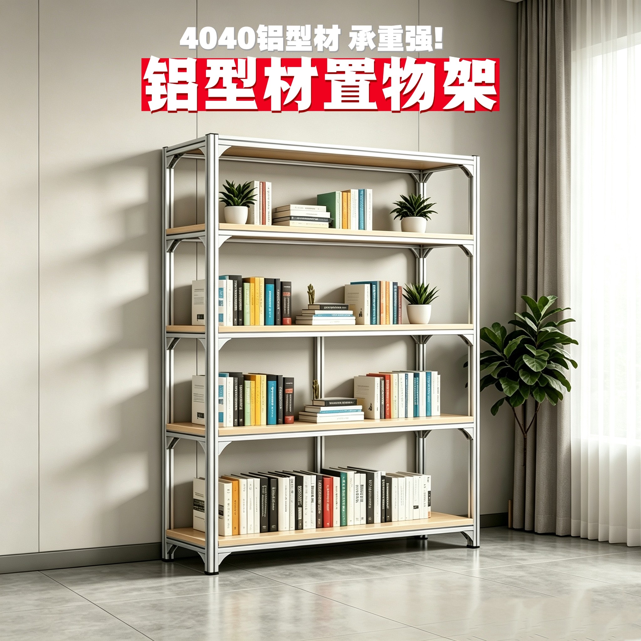 铝型材置物架现代简约风免打孔收纳架家用商用展示架DIY定制