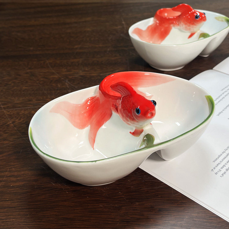 创意金鱼分格碗子母碗陶瓷分隔咸菜蘸料配菜小碗分餐碗零食干果碗,餐饮具,碗,淘宝优惠券,粉丝福利购,淘宝优惠卷