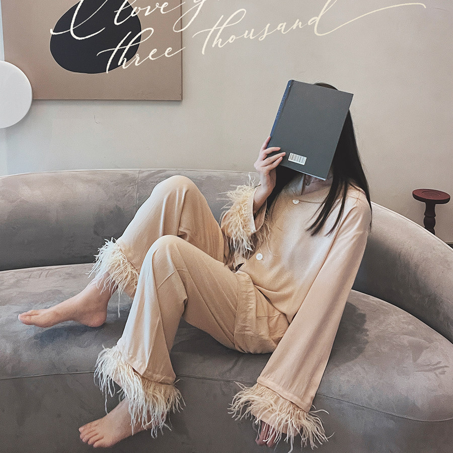 卡其色春秋款女士可外穿家居服