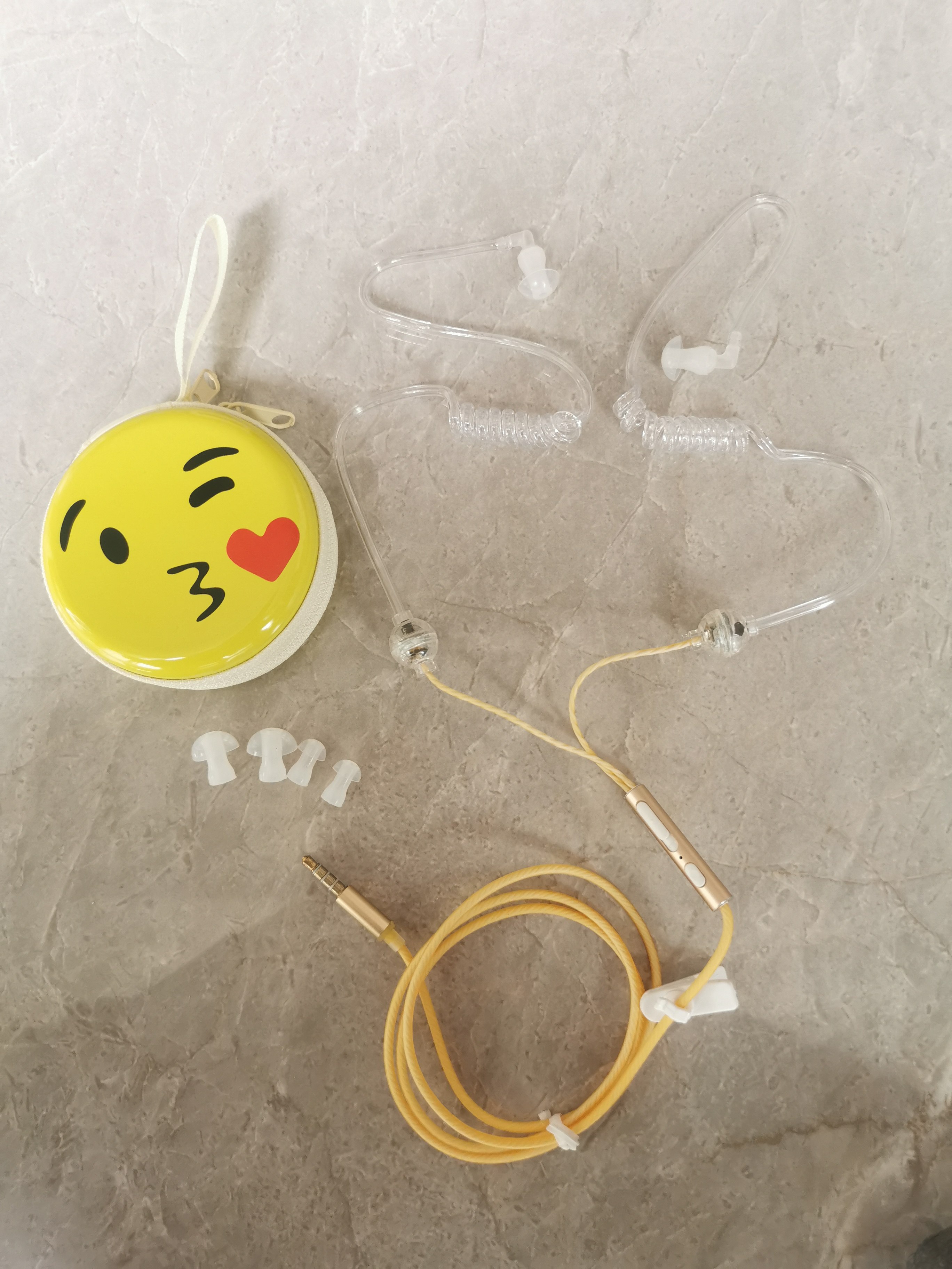 特工空气导管耳机隐形透明入耳式线控双耳防辐射手机通用降噪耳塞