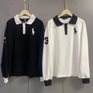秋季爆款战马刺绣卫衣翻领polo衫男时尚社会精神小伙潮男休闲上衣