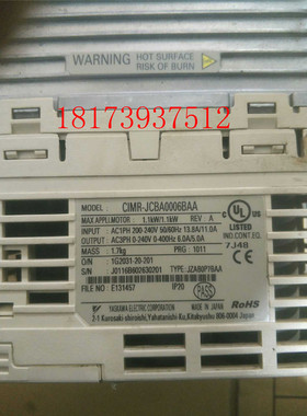 安川变频器CIMR-JCBA0006BAA 1.1KW/220V测试包好