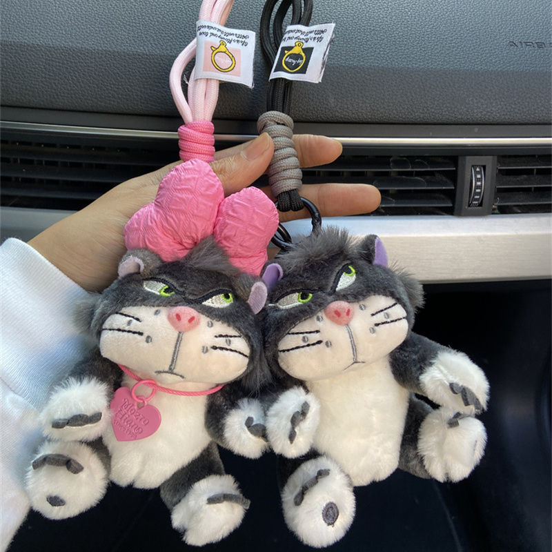 钥匙扣路西法猫猫挂件迪士尼鲁斯佛猫斜眼猫玩偶车饰包包钥匙扣