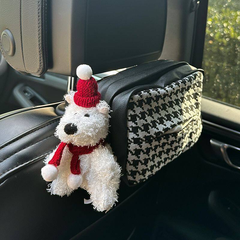 卡通西高地狗汽车纸巾抽纸盒车载车用挂式扣遮阳板扶手箱座椅