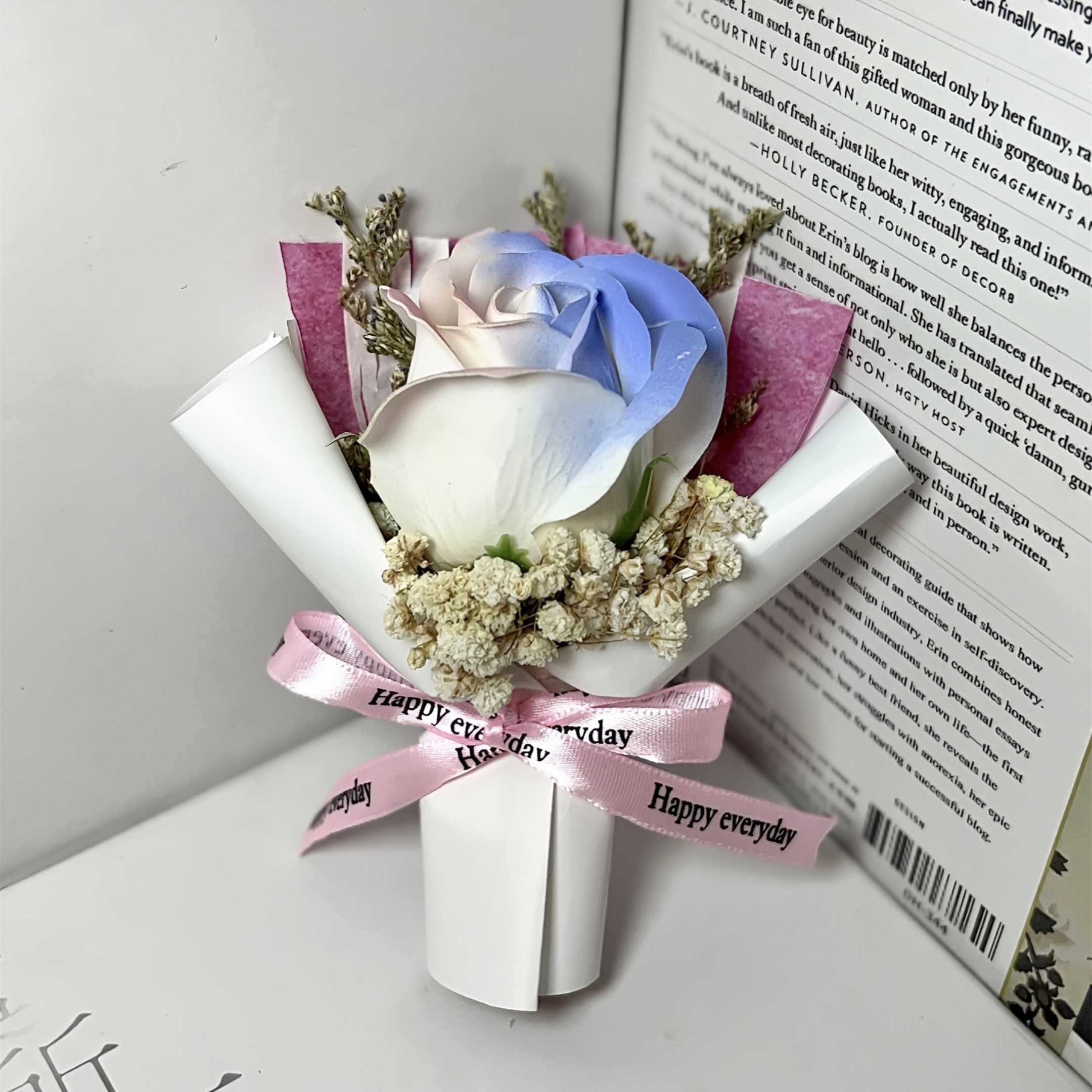 迷你小花束香皂永生花情人节玫瑰花见面口袋花仿真花精致伴手礼