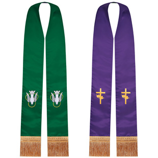 欧美牧师可翻转披肩带流苏双面牧师披肩带图案流苏cosplay教堂