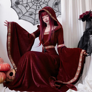 万圣节成人服装中世纪复古宫廷欧洲吸血鬼小红帽女巫婆连衣裙