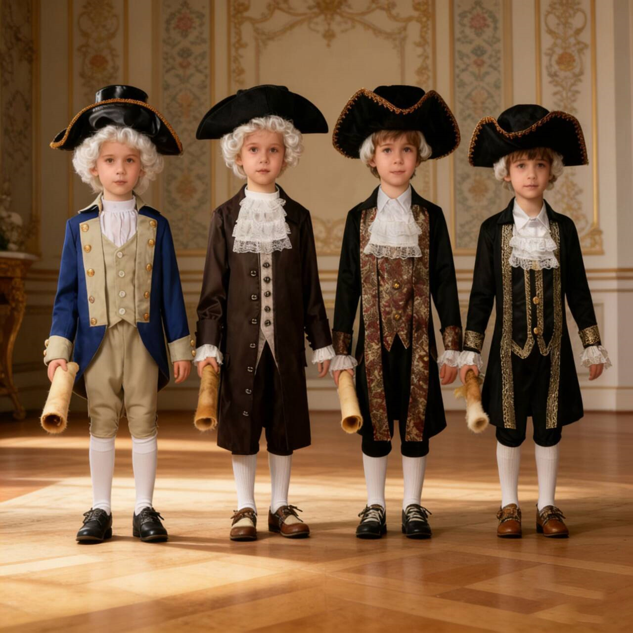 跨境万圣节外贸欧美儿童总统乔治华盛顿cosplay服宫廷舞台表演服