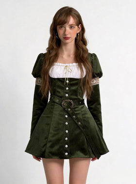 跨境新款 中世纪复古蒸汽哥特式连衣裙文艺复兴舞台表演cos服裙子