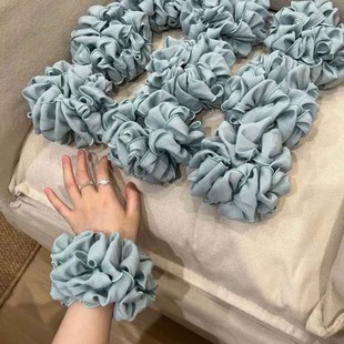 韩系褶皱薄荷绿发圈发绳发饰马尾高级吴昕同款百搭扎发头饰丸子头
