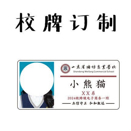山东潍坊商业学校校牌定制亚克力校牌校徽学生胸牌diy