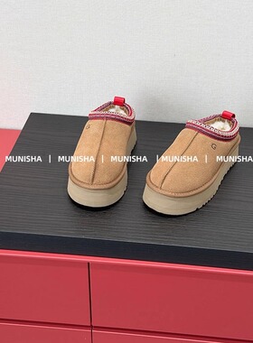 MUNISHA   民族风 爆 爆羊皮毛一体25秋冬厚底半拖毛毛鞋雪地靴女