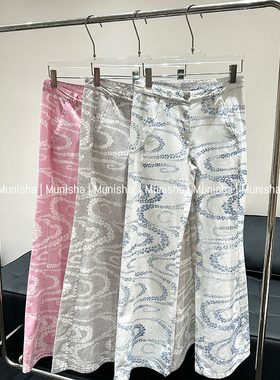 Munisha 顶配版 ！小香风沙滩系列印花牛仔短裤女 特价不退不换）