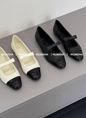 MUNISHA  小香风玛丽珍  顶配版！ 真皮蝴蝶结 玛丽珍平底单鞋女