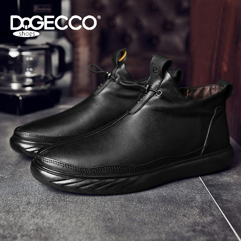 爱步特伦男士加绒保暖棉鞋真皮