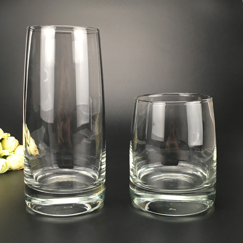 利比缩口透明玻璃杯茶杯酒吧用加冰烈酒杯啤酒调酒杯超厚重耐用
