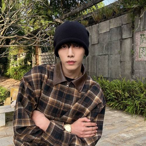 堆堆帽子秋冬季卷边针织毛线包头