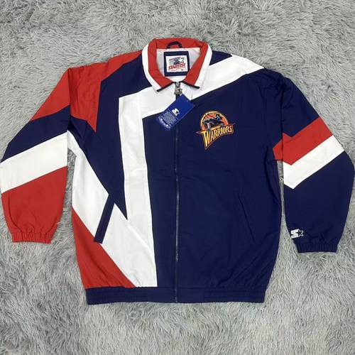 美式复古篮球star金州勇士夹克