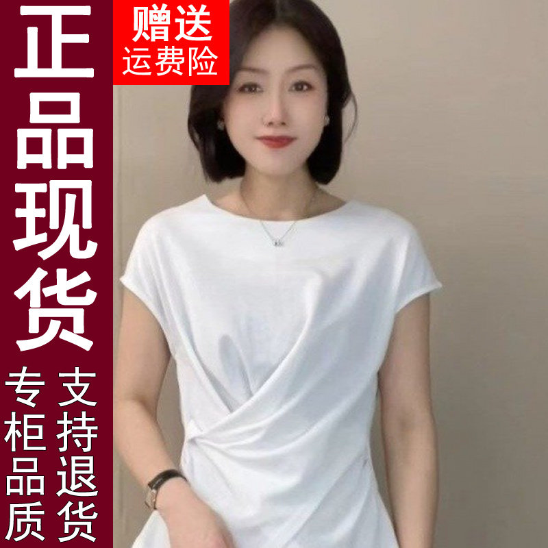 正品原版2026夏季新款减龄百搭交叉收腰设计感显瘦女士短袖T恤上