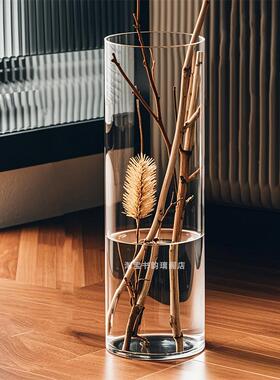 鲜枝雪柳龙柳专用花瓶透明玻璃高款落地水培器皿3035405060cm高