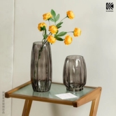 北欧轻奢玻璃花瓶透明客厅插花百合富贵竹水养玫瑰鲜花瓶餐桌摆件