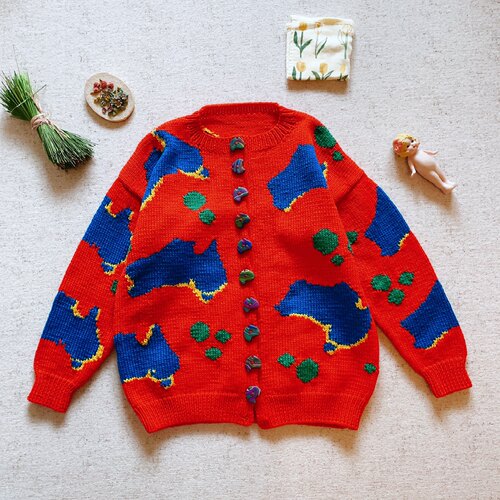 新西兰精品bonz 新西兰地图陶泥扣纯手工古着毛衣