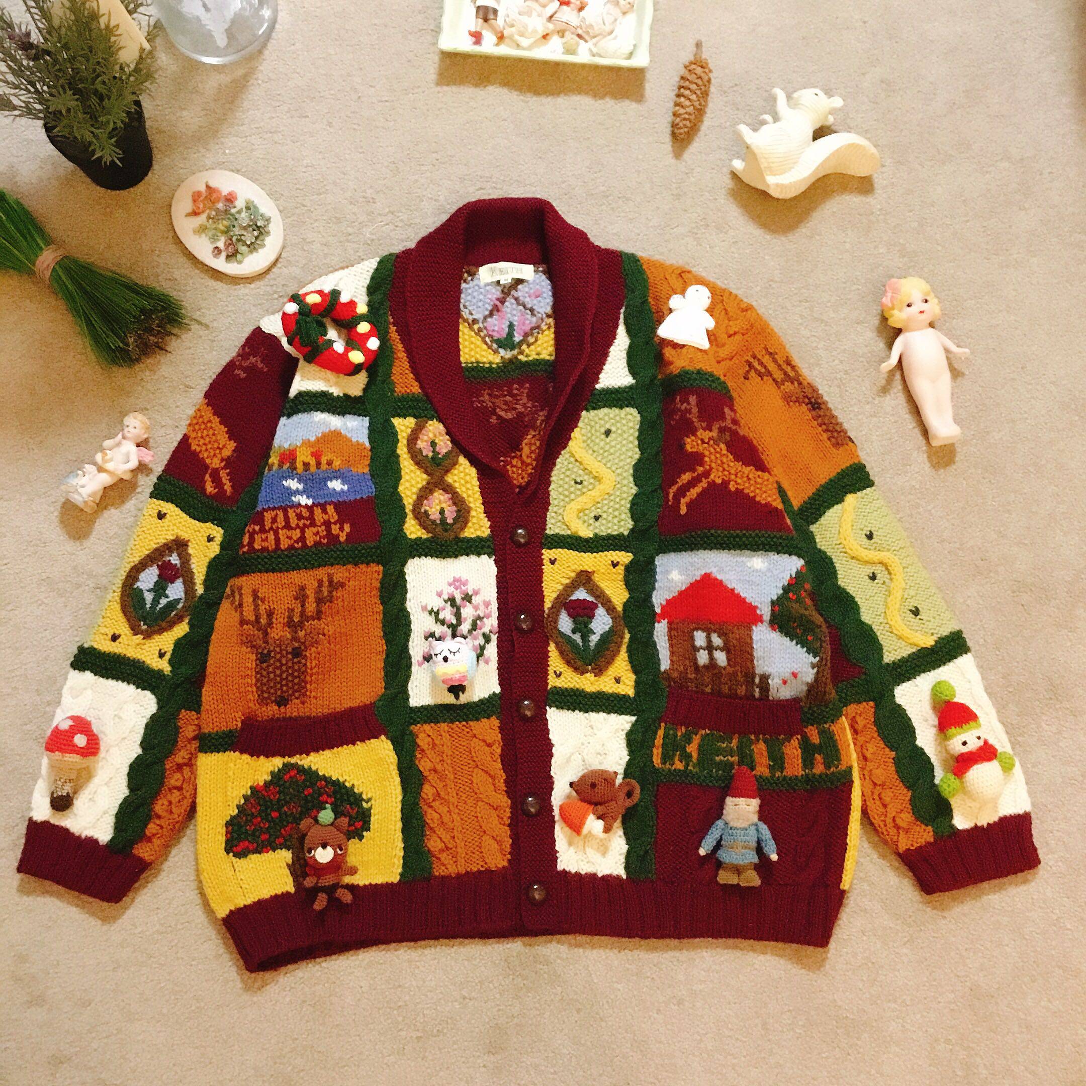 圣诞精品 趣味重磅立体圣诞老人小熊孩子等 纯手工孤品毛衣全新