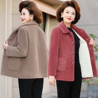 妈妈冬装水貂绒外套加绒加厚上衣