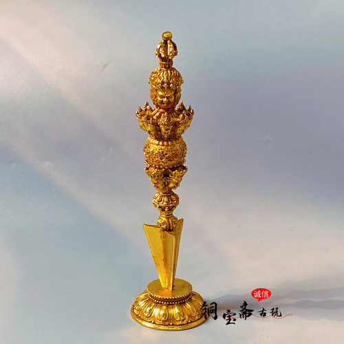 新款复古铜器镀金北派秽迹金刚杵摆件金刚撅降魔杵藏传密宗法器