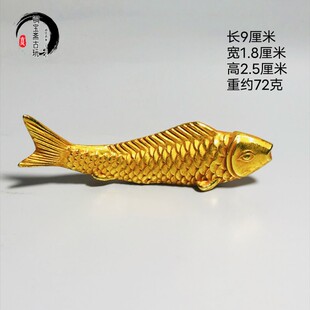 仿古铜器实心镀金铜鱼小摆件年年有余鲤鱼锦鲤金鱼吉祥物茶宠装饰