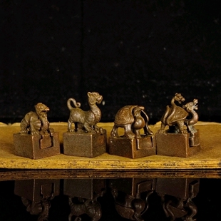 古玩杂项仿古印章四大神兽印章青龙白虎朱雀玄武子母套印章摆件