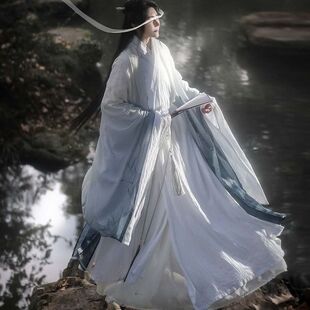 雅司改良明道袍男女同款大袖衫披风雪竹春夏渐变仙气汉服女中国风