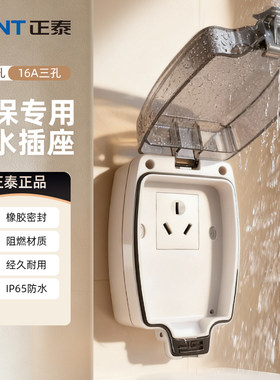 正泰漏电保护防水插座明装暗装防雨盒浴室智能马桶漏保插头防溅盒
